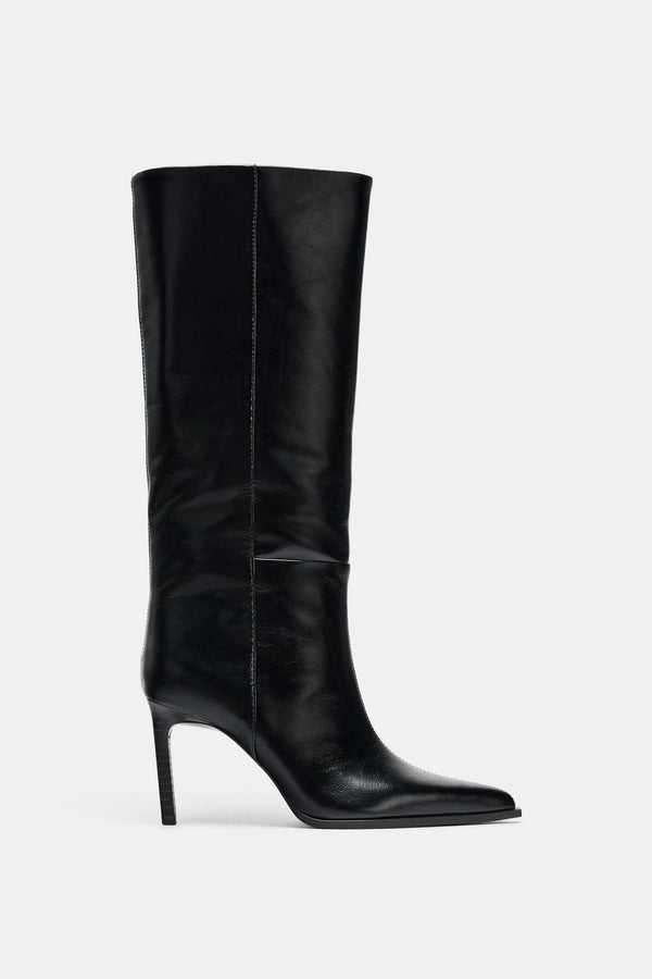 BOTTES À TALONS EN CUIR