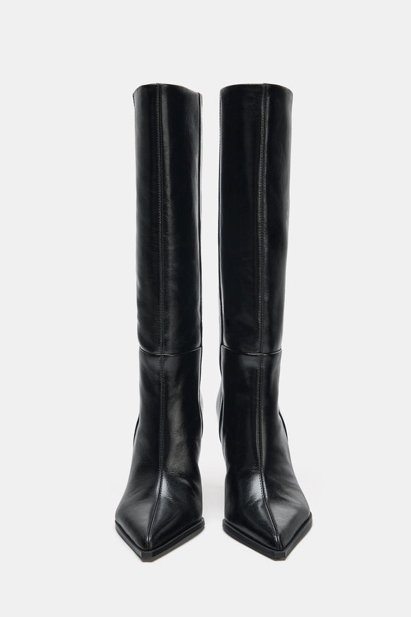 BOTTES À TALONS EN CUIR